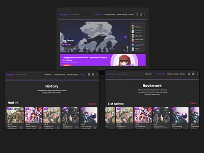 Website Lunime anime branding desainer graphic design personal branding ui uiux design website