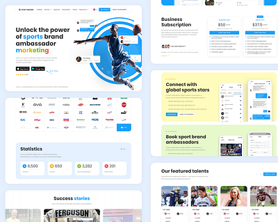 SPORT ENDORSE website app athlete blue colorfull graphic design gym health platform sport ui ux web website
