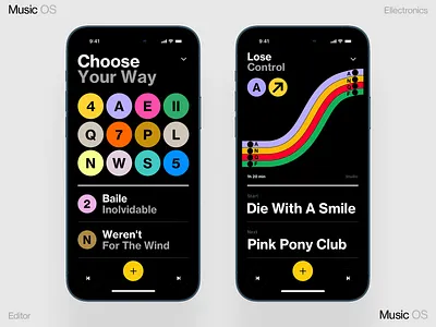 Music Os Way dashboard design homepage illustration interface ios iphone map maps metro mobile muxic news road
