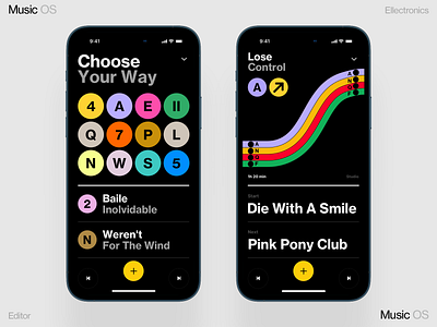 Music Os Way dashboard design homepage illustration interface ios iphone map maps metro mobile muxic news road