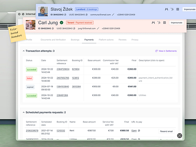 Reorganizing User Pages in the Back Office admin panel b2b back office internal office saas
