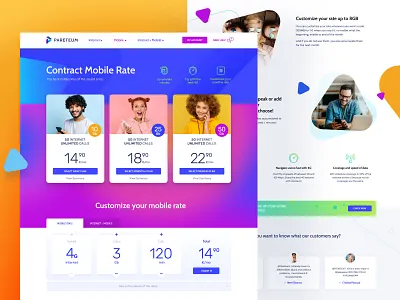 Pareteum - Website for telecommunication service communication design internet landing mobile network startup ui website