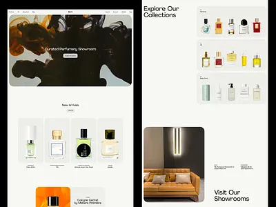 Fragrant E-Commerce Showcase card carousel clean layout conversion focus curated catalog e commerce ecommerce ui hero banner luxury store micro interactions modern serif modular sections perfume shop product grid responsive design showcase ui showcase ux concept ux ui visual hierarchy whitespace balance