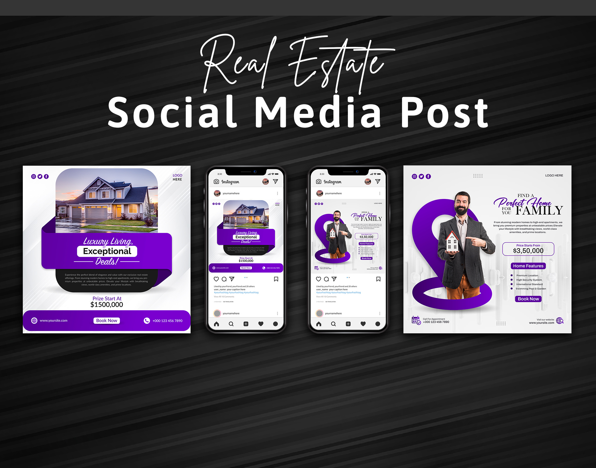 Real Estate Social Media Post Design adobe illustrator advertising branding design graphic designer marketing real estate real estate social post social media post social media post design socialmedia