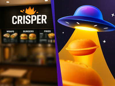 Re-Design Using AI for Social Media. CRISPER: New UFO Burgers! ai figma graphic design instagram motion graphics post social media story
