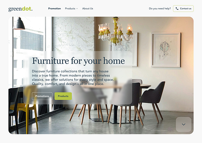 GreenDot Landing Page - Furniture Store about branding daily ui design desktop ui ecommerce faq figma landing page products typography ui web ui