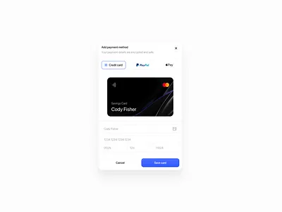 Add payment method modal card card modal design page figma landing page modal modals payment payment modal ui ui design