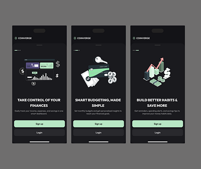 CoinVerge - Onboarding flow cryptocurrency design digital banking finance finance app fintech fintech app fintech design illustration interface investment mobile mobile app mobile application mobileapp product design ui uiux ux