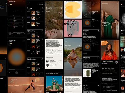 Wellness App Interface Exploration breathwork session calm design daily schedule digital wellness focus timer guided meditation habit builder health tracker interface design lifestyle app mindfulness mobile layout self care typography ui design user journey ux design wellness app wellness tracker yoga practice