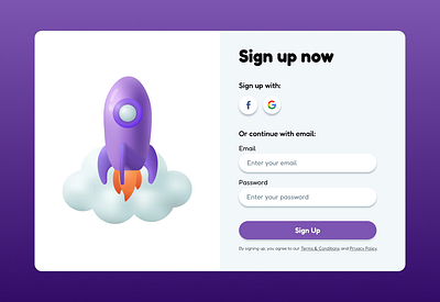 Sign-Up Module - Daily UI #001 3d dailyui design fun illustration login modern productdesign signup ui uidesign webdesign