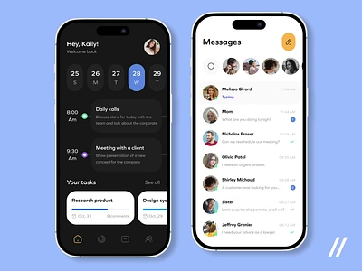 Corporate Messenger Mobile IOS App android animation app app interaction calendar calls corporate dashboard design design ui ios messenger mobile mobile app mobile ui motion online startup ui ux