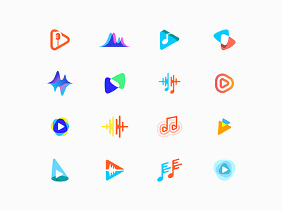 Play /Music Marks branding icon identity logo marks media microphone music play play button sound soundwave