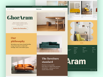 GhorAram – Furniture Website UI Design furniturestore furniturewebsite minimaldesign modern design modernfurniture ui uiux web site webdesign