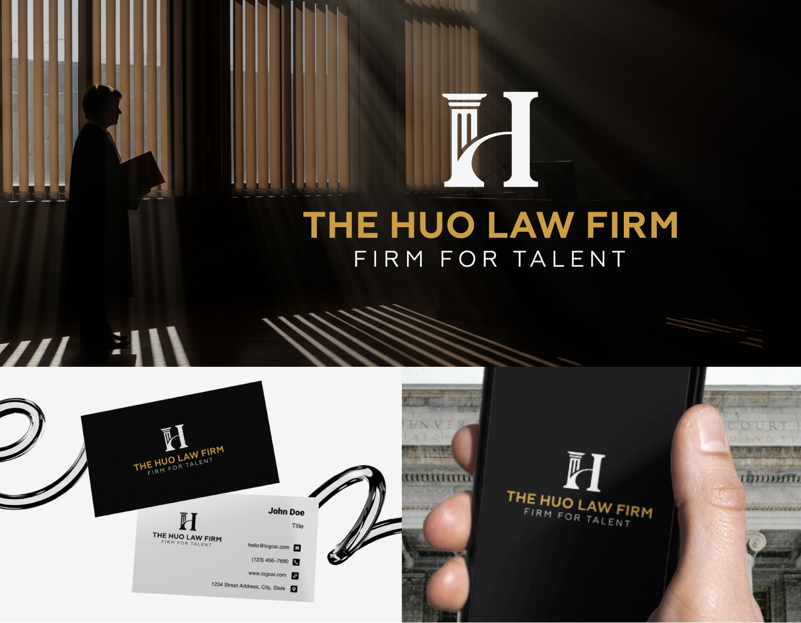 The Huo law firm branding h logo law firm logo law logo logo