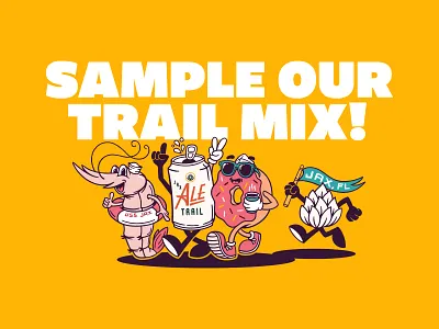 Trail Mix - Logo beer character design donut doodle drawing illustration logo macot shrimp type typography vector