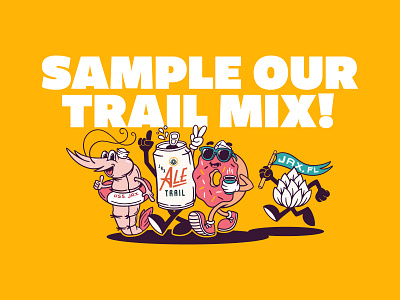 Trail Mix - Logo beer character design donut doodle drawing illustration logo macot shrimp type typography vector
