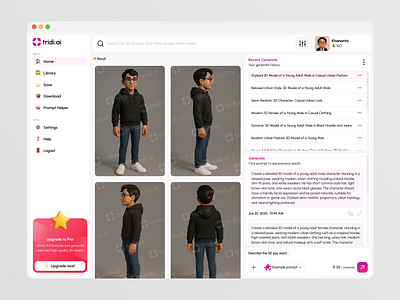 Tridi AI - AI 3D Generator 3d 3dgenerator 3dmodel ai aiwebsite artificial intelligence landingpage prompt ui uidesign webdesign website