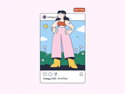 Social Media is Fake body image boobs character edited filters illustration instagram posting scene social media