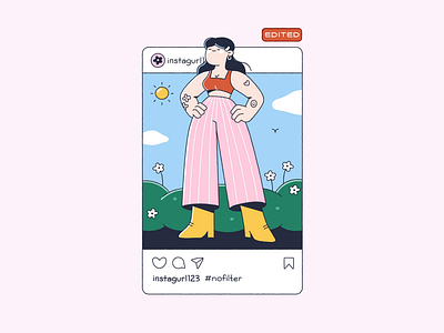 Social Media is Fake body image boobs character edited filters illustration instagram posting scene social media