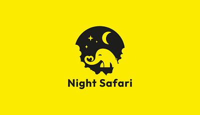 Night Sfari (Logo Design) amazing business logo company logo elephant logo logo creation logo design minimal logos minimalist logo modern logo negative space logo night professional logo stars