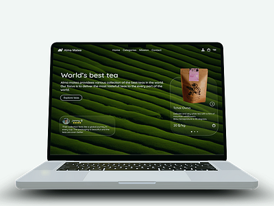 Tea e-commerce landing page figma glassmorphism landing page modern tea ui ux web design