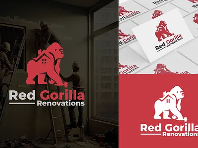 Red Gorilla (Renovation Logo design) business logo company logo graphic design logo logo design minimal logo minimalist lgoo modern logo real estate logo renovation logo