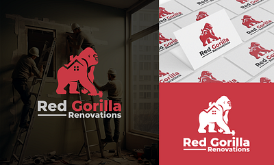 Red Gorilla (Renovation Logo design) business logo company logo graphic design logo logo design minimal logo minimalist lgoo modern logo real estate logo renovation logo