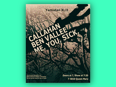 Poster - Yamistan Montréal - Welcoming winter branches collage event graphic design monochrome montréal noise poster print trees winter