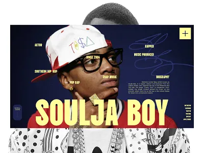 Hero Section - Soulja Boy art direct design editorial design editorial layout graphic design hero section hip hop music musician singer soulja boy ui uiux design user interface web design