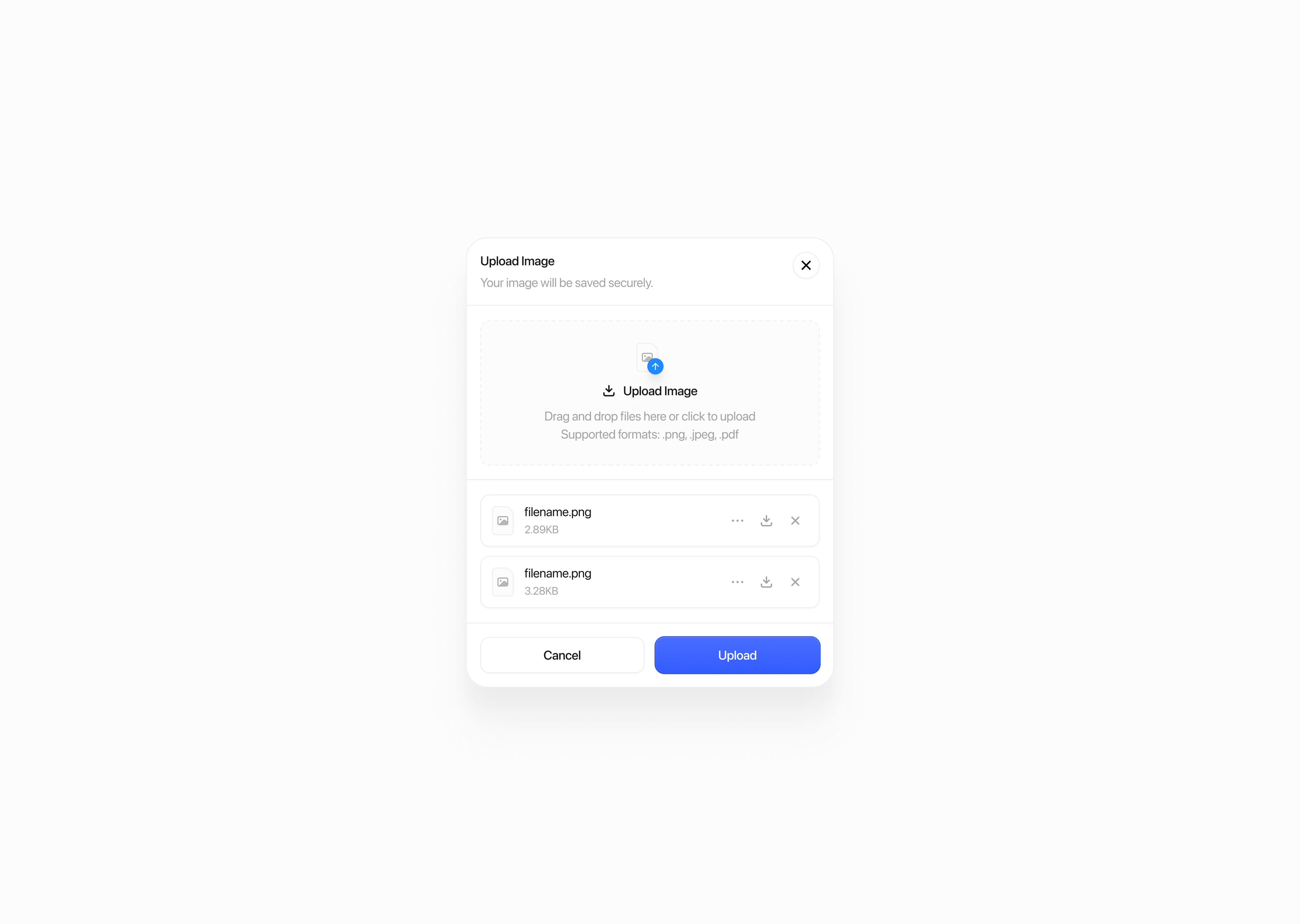 Example of Upload image modal