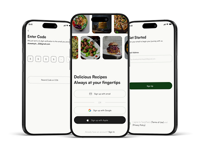 recipe mobile app sign up oage ui design mobile app onboarding page recipe app sign up page ui ui design ux ux design verification page