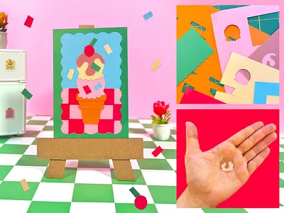 Stay Sweet (2025) – Mini Art Show artdaily artistsondribbble collageart colorful colorful art creative process cutpaper design design inspiration dessert flat handmade ice cream illustration paperart papercraft product photography summer vibes tiny art visual storytelling