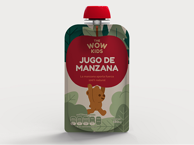The Wow Kids - Packaging apple apple juice bear branding design forest graphic design illustration kids pouch teddy bear tree vector