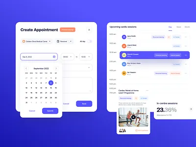 Create Appointment: Design System & UI-kit for Cardio clinics appointment calendar clean colorful components concept dashboard design system interaction management minimal patient pop up product design schedule trainings ui design ui kit ux design web design