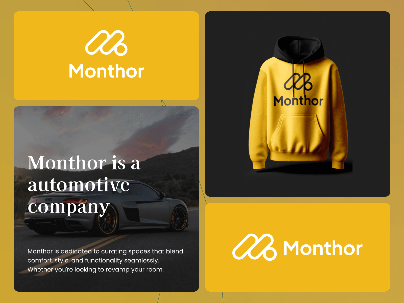 Monthor - Automotive Brand Guidelines - Animation animation board brand book brand deck brand identity branding clean dashboard grapich design logo style minimalist modern otomotif pattern pitch deck presentation style guide ui web design yellow
