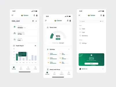Sanare - Biotech Health Monitoring Mobile Responsive Dashboard ai analytics artificial intelligence b2b biotech breakpoints clean dashboard dipa inhouse health tech mobile mobile responsive navigation menu responsive saas startup technology ui design uiux ux