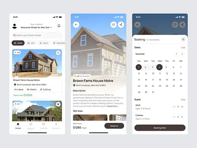Nestora - Real Estate Mobile App apartment bookingapart calendar designer detailshotel graphic design home homemobileapp hotel iosapp living mobileapp mobilerealestate penthouse realestate uiux