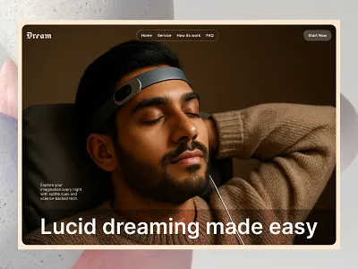 Dreaming website Hero section design dreaming website figma hero section landing page mental health website minimal ui uiux ux website design