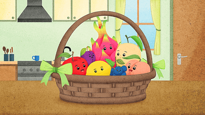 Basket Friends childrens book cute for kids fruits graphic design illustration illustrator painting photoshop story vector whimsical