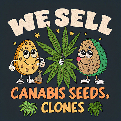 Graphic Cartoon Design T-Shirt For Cannabis Genetics logo