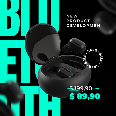 Product Sale Post For Earbuds Designed By: Hive Of Solutions banner branding earbuds graphic design hiveofsolutions motion graphics post poster product promotion sale ui
