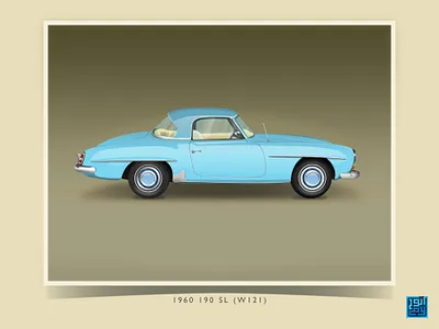 The Art of Wheels: 190 SL 190sl 1950s 1960s automative illustration car lover classic illustration mercedes mercedes benz roadster timeless design two door luxury roadster vector art vector illustration vintage car