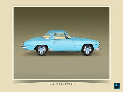 The Art of Wheels: 190 SL 190sl 1950s 1960s automative illustration car lover classic illustration mercedes mercedes benz roadster timeless design two door luxury roadster vector art vector illustration vintage car