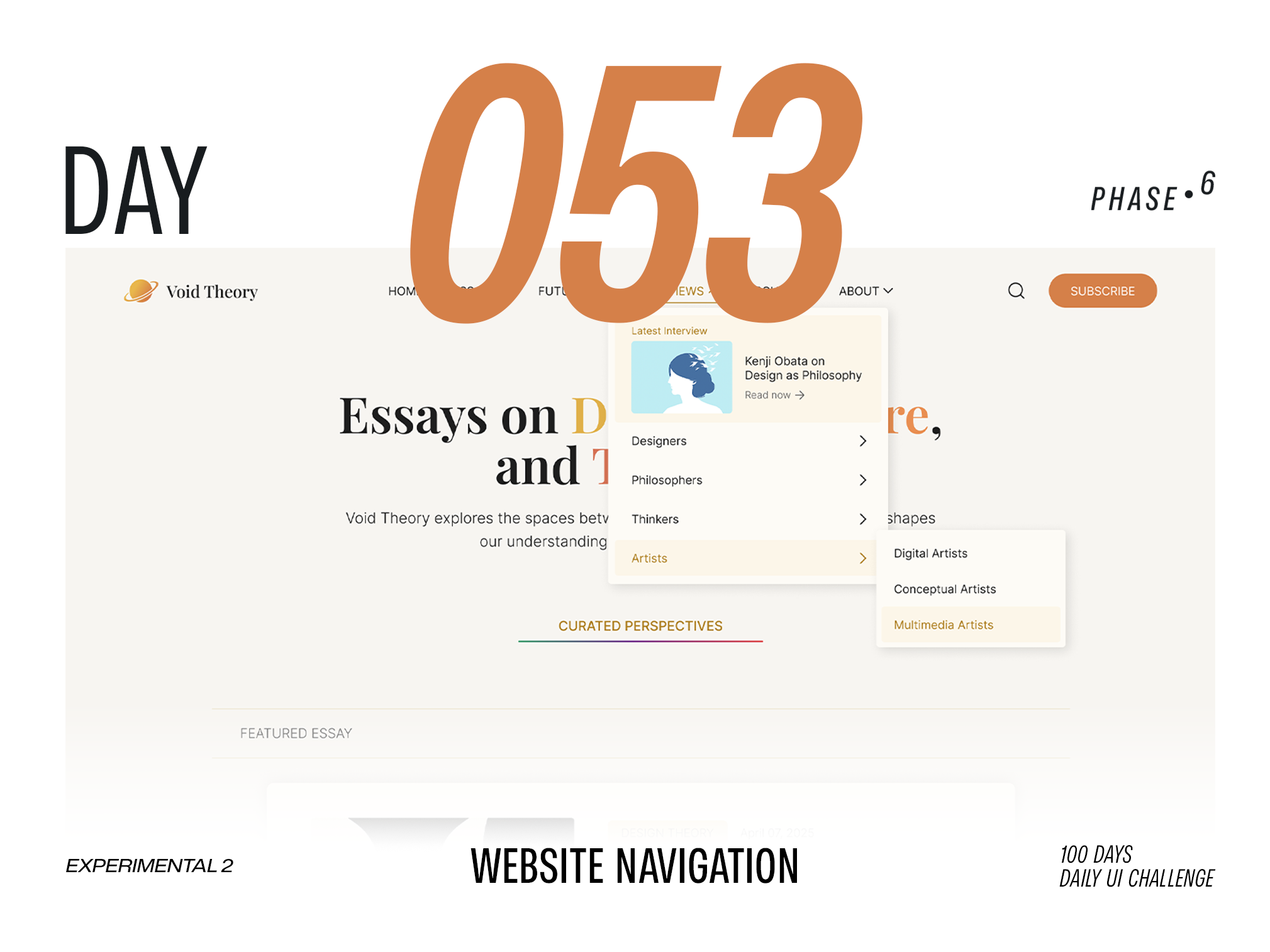 Website Navigation - DailyUIChallenge 100daysui branding dailyui dailyuichallenge design illustration logo ui uiux website