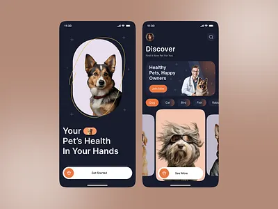 Pet Care Mobile App animal care cat care dog care mobile app design pet app pet appointment pet care app pet grooming pet health pet management pet owner pet services pet tracker veterinary app