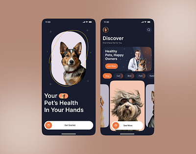 Pet Care Mobile App animal care cat care dog care mobile app design pet app pet appointment pet care app pet grooming pet health pet management pet owner pet services pet tracker veterinary app