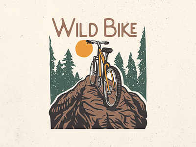 Wild Bike adventure apparel bicycle bike biker camping hiking holiday illustration mountain national park nature outdoors sport t shirt design travel trip vacation vintage