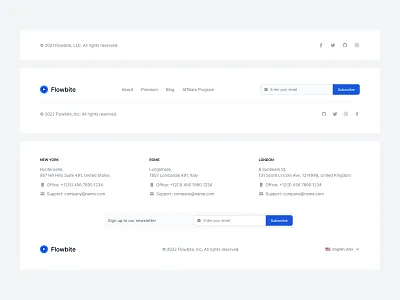 Footer components component library components design kit design system enterprise figma flowbite footer components footers ui ui kit ux