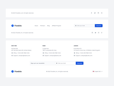 Footer components component library components design kit design system enterprise figma flowbite footer components footers ui ui kit ux