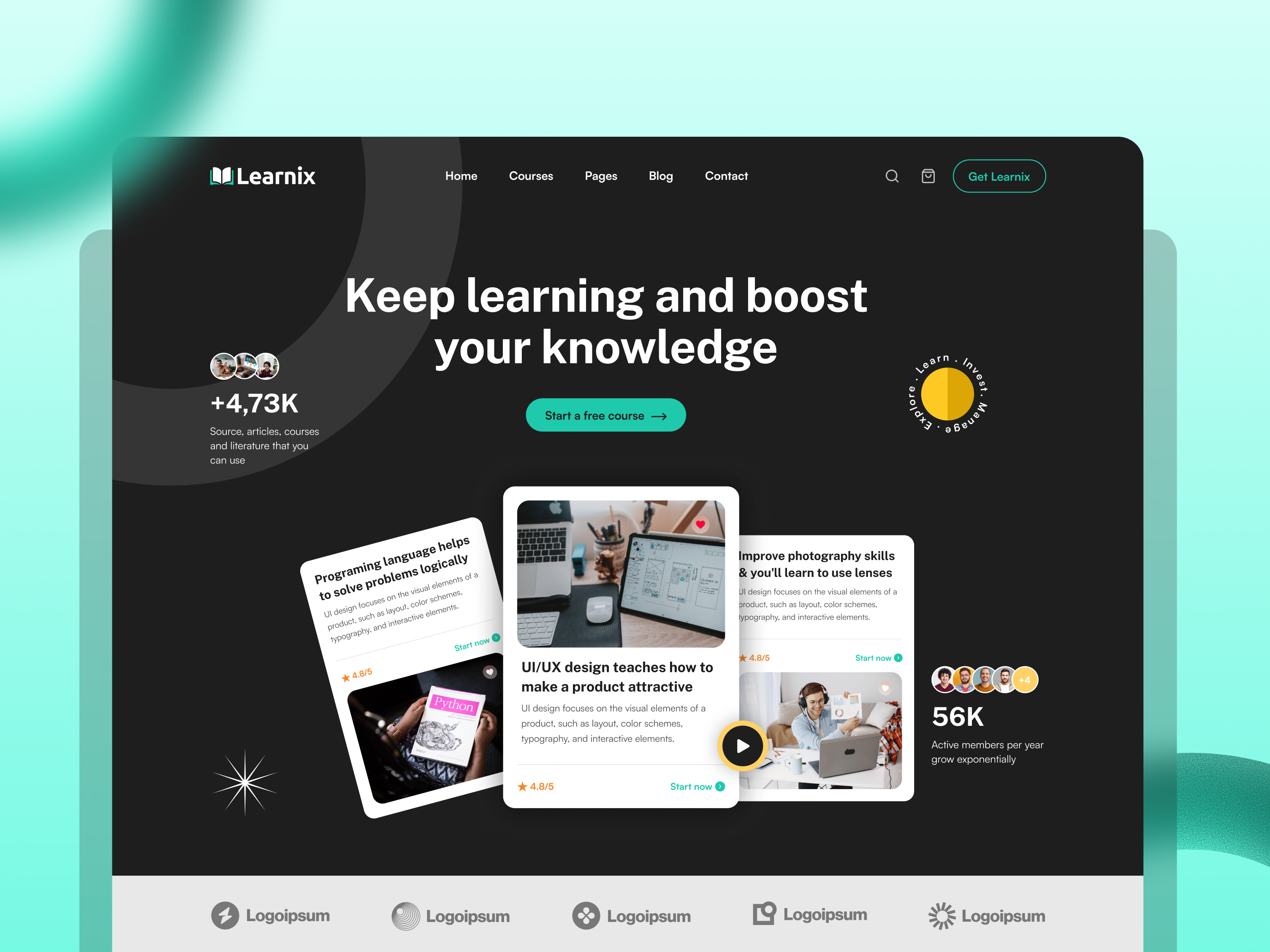 e-Learning Website Design clean design elearning website figma design landing page lms designer modern design ui ui design ux ux design website design